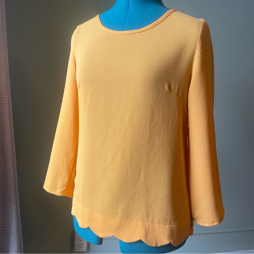 Crescent Yellow 3/4 Sleeve Blouse